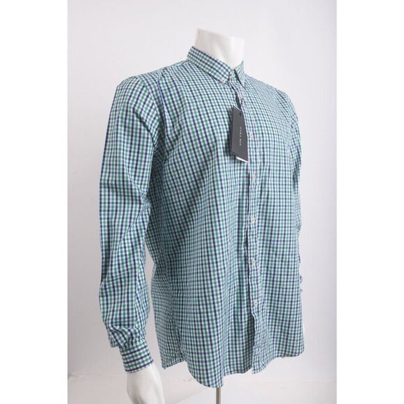 Zara Man Men Vichy Oxford Shirt Size XL Green Navy Checked 6608/405 NWT - Picture 2 of 6
